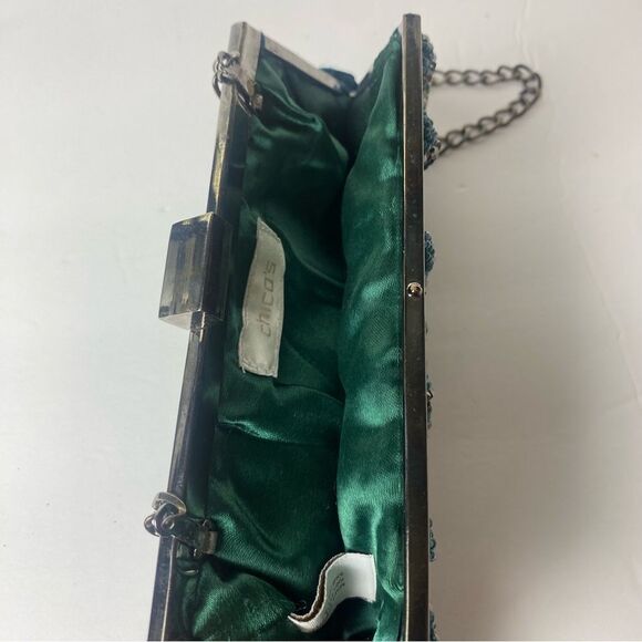 Chico's Beaded Blue/Green Tone Purse/Clutch - Picture 7 of 13